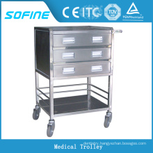 SF-HW2030 hospital use stainless steel tray trolley